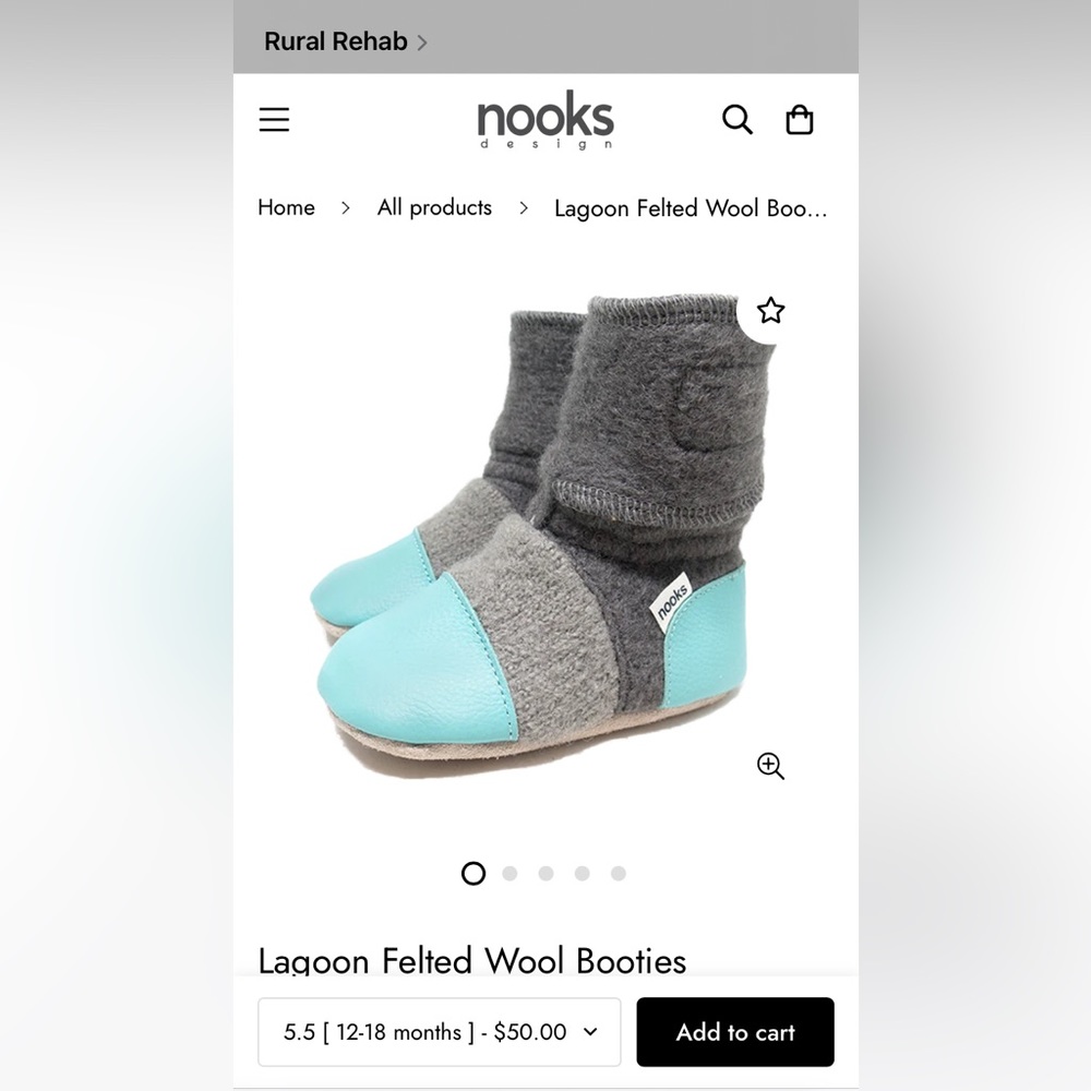 Nooks Wool Booties - sole 5.5 inches